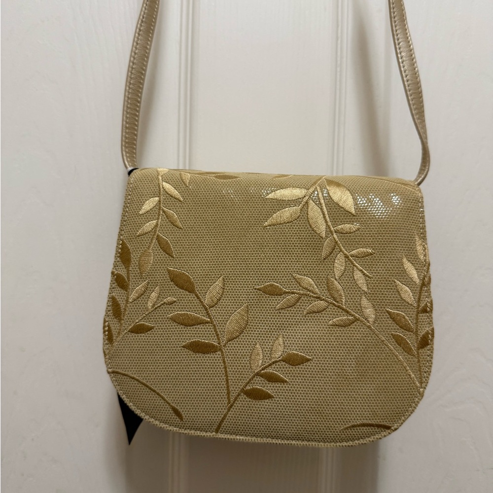 Vintage Green Gold Leaf Embroidered Women's Purse